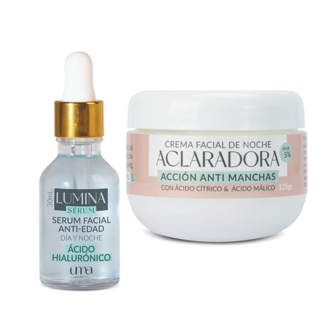 combo crema aclaradora y serum antiedad